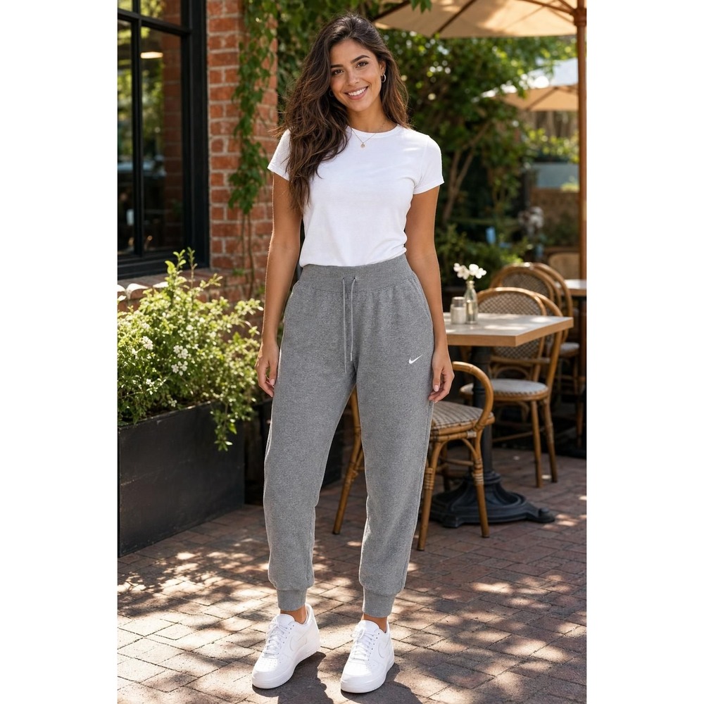 Nike Phoenix Fleece High Waisted Joggers Women's S Gray Heather Athleisure
